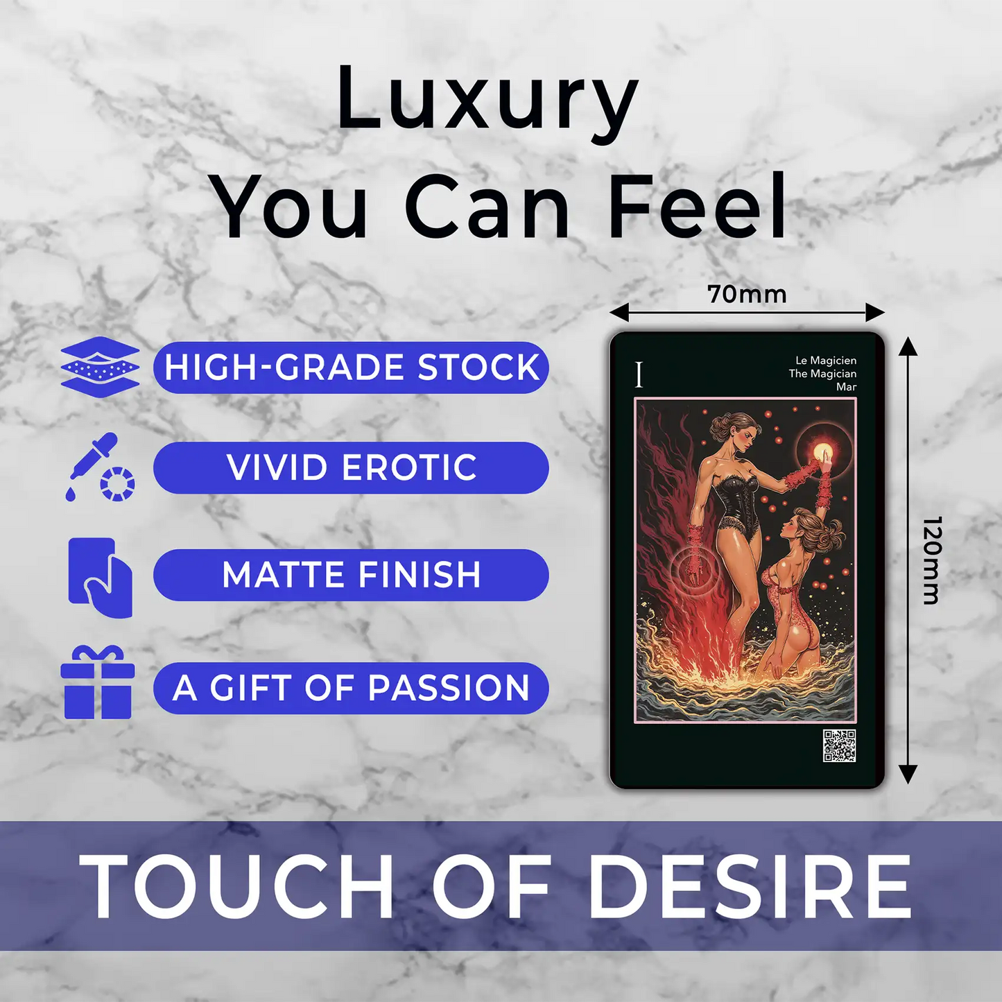 Les Fantaisie d’Amour (Tarot-Manara, 78 cards, Gold Metallic Foil, Black EDGE, Linen Finish)