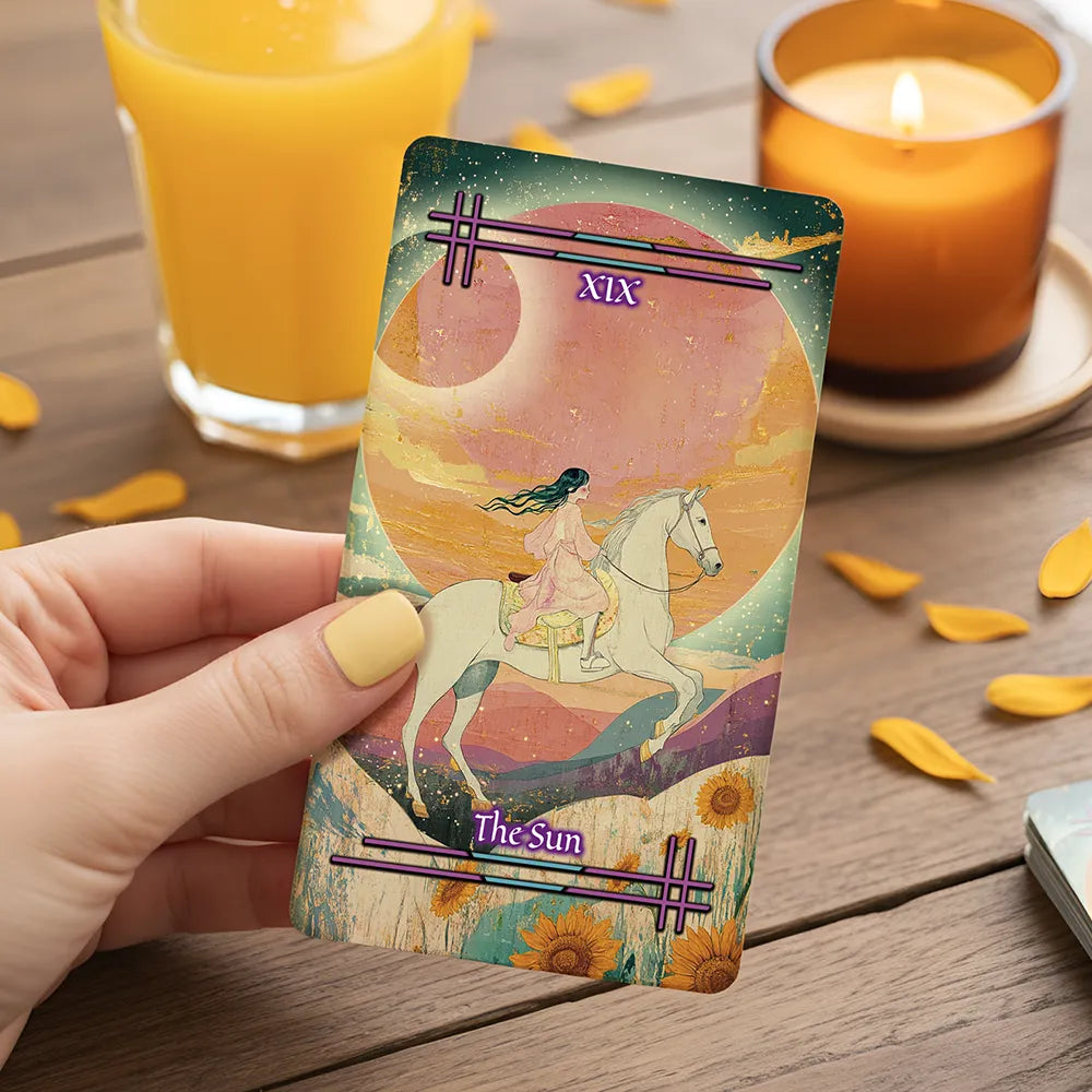 Tabi no Kokoro (Tarot Rider–Waite, 78 Cards, Black EDGE, Matte Finish, Pink Metallic Foil)