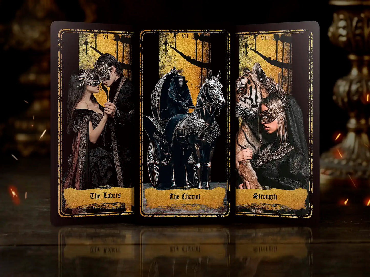 Persona Obscura (Tarot Rider–Waite, 78 Cards, Velvet & Gold Finish, Gilded Edges, Anti‑Scratch Cardstock)