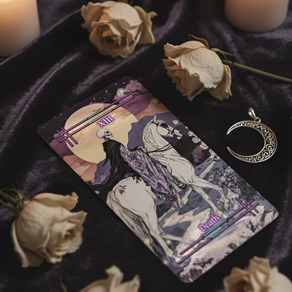 Tabi no Kokoro (Tarot Rider–Waite, 78 Cards, Black EDGE, Matte Finish, Pink Metallic Foil)