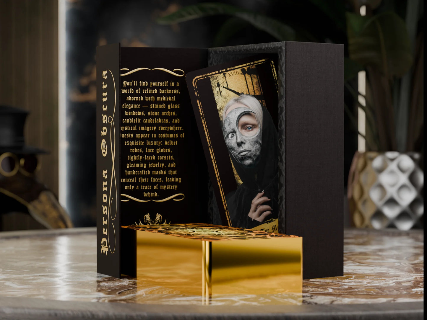 Persona Obscura (Tarot Rider–Waite, 78 Cards, Velvet & Gold Finish, Gilded Edges, Anti‑Scratch Cardstock)