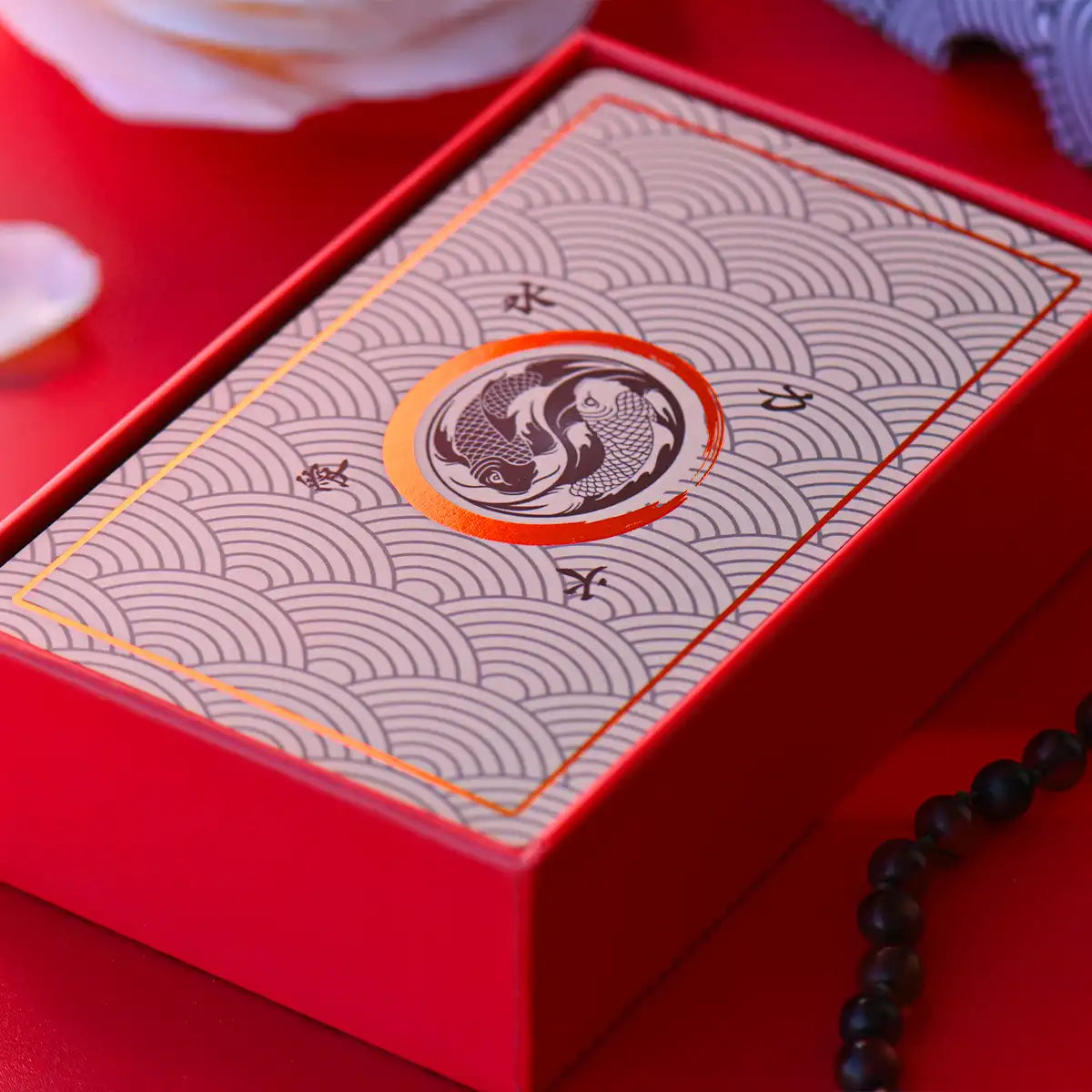 Reitekina Tabi box and back of cards showing gold foil
