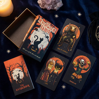 The Halloween Tarot (Tarot Rider–Waite, 78 Cards, Gloss Linen Stock, Pumpkin Gilded Edges, Orange Foil Box)
