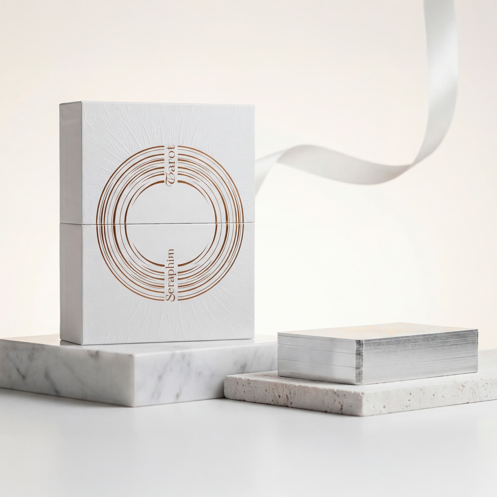 Seraphim Tarot (Tarot Rider–Waite, 78 Cards, 350gsm Linen, Silver Gilded Edges, Printed Guidebook)
