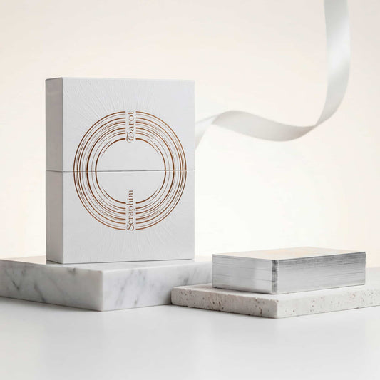 Seraphim Tarot (Tarot Rider–Waite, 78 Cards, 350gsm Linen, Silver Gilded Edges, Printed Guidebook)