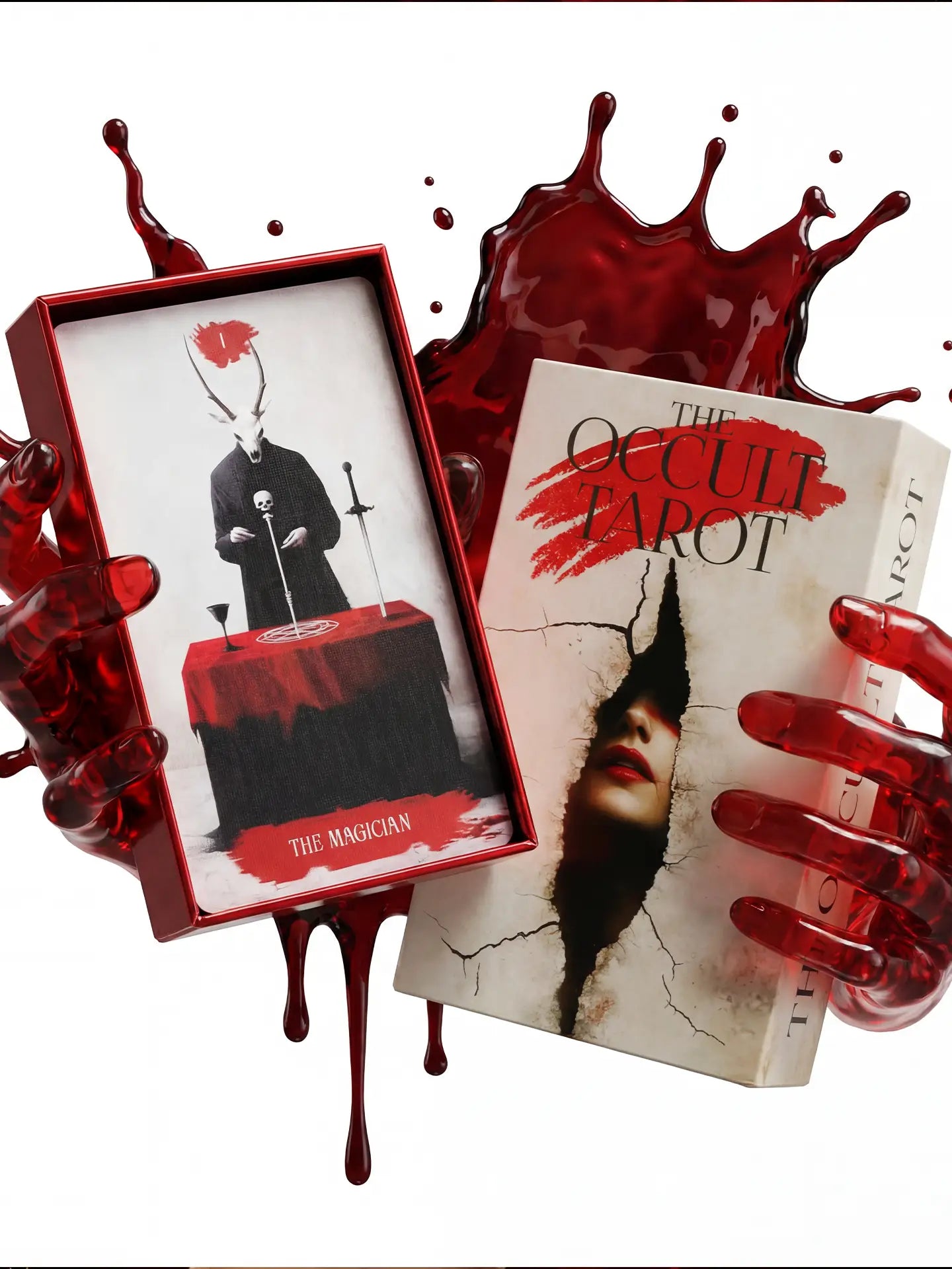 Arcana Obscura (Tarot Rider–Waite, 81 Cards, Red Metallic Foil, Red Laser EDGE, Linen Finish)