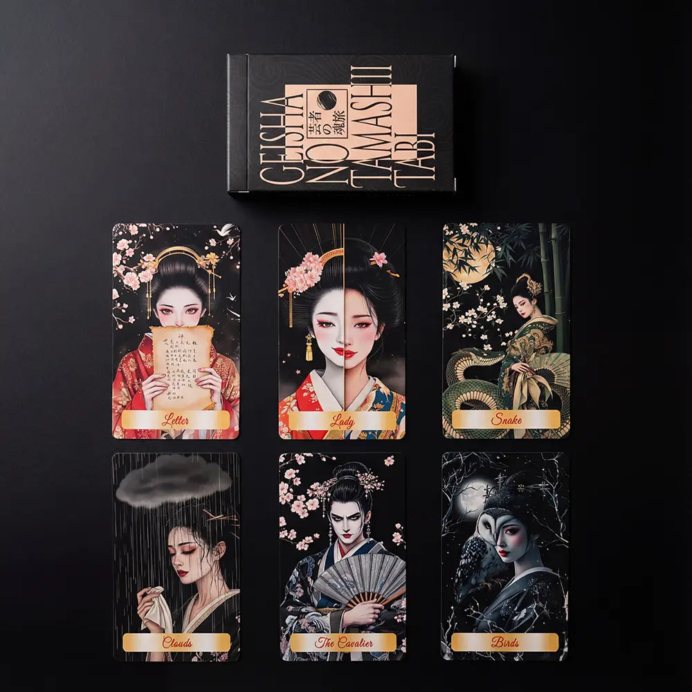 Geisha no Tamashii Tabi (36 Cards, Lenormand System, 350gsm Linen, Matte Box, Digital Guidebook)