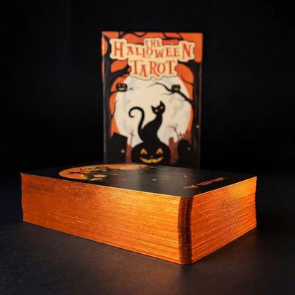 The Halloween Tarot (Tarot Rider–Waite, 78 Cards, Gloss Linen Stock, Pumpkin Gilded Edges, Orange Foil Box)