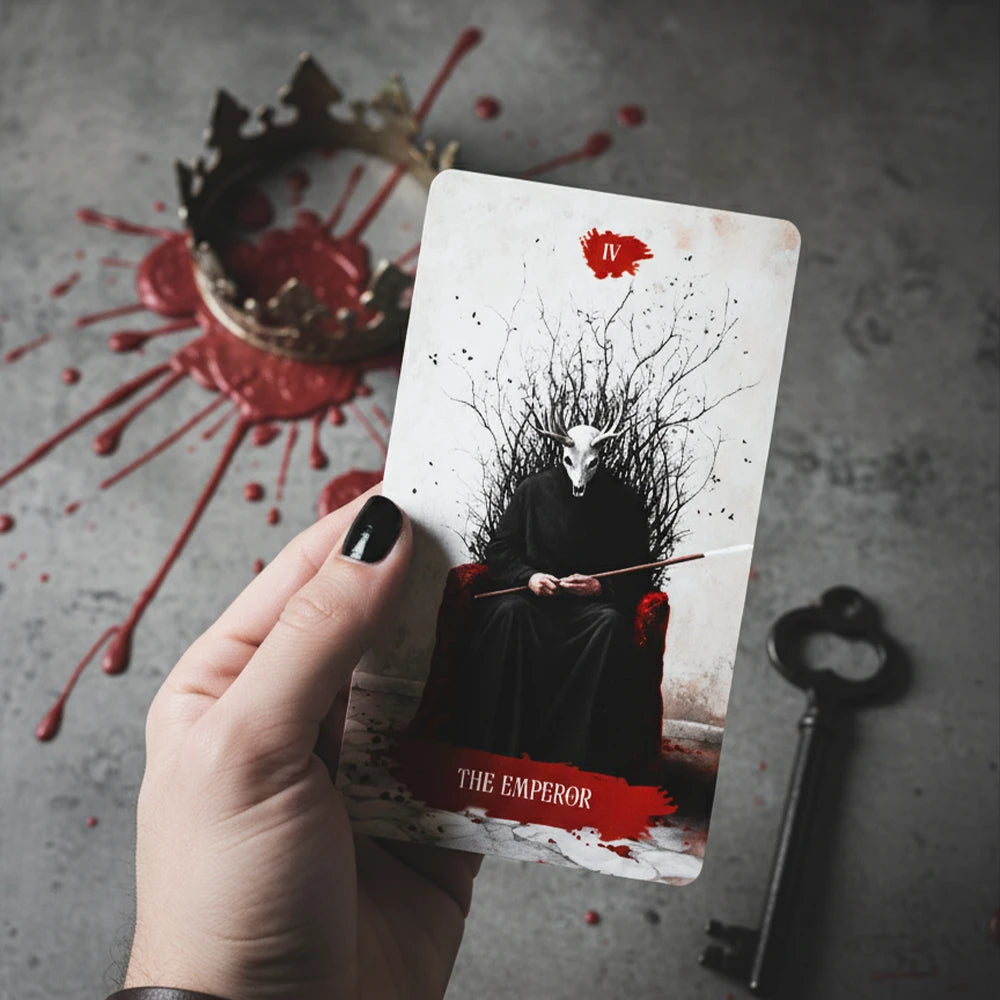 Arcana Obscura (Tarot Rider–Waite, 81 Cards, Red Metallic Foil, Red Laser EDGE, Linen Finish)