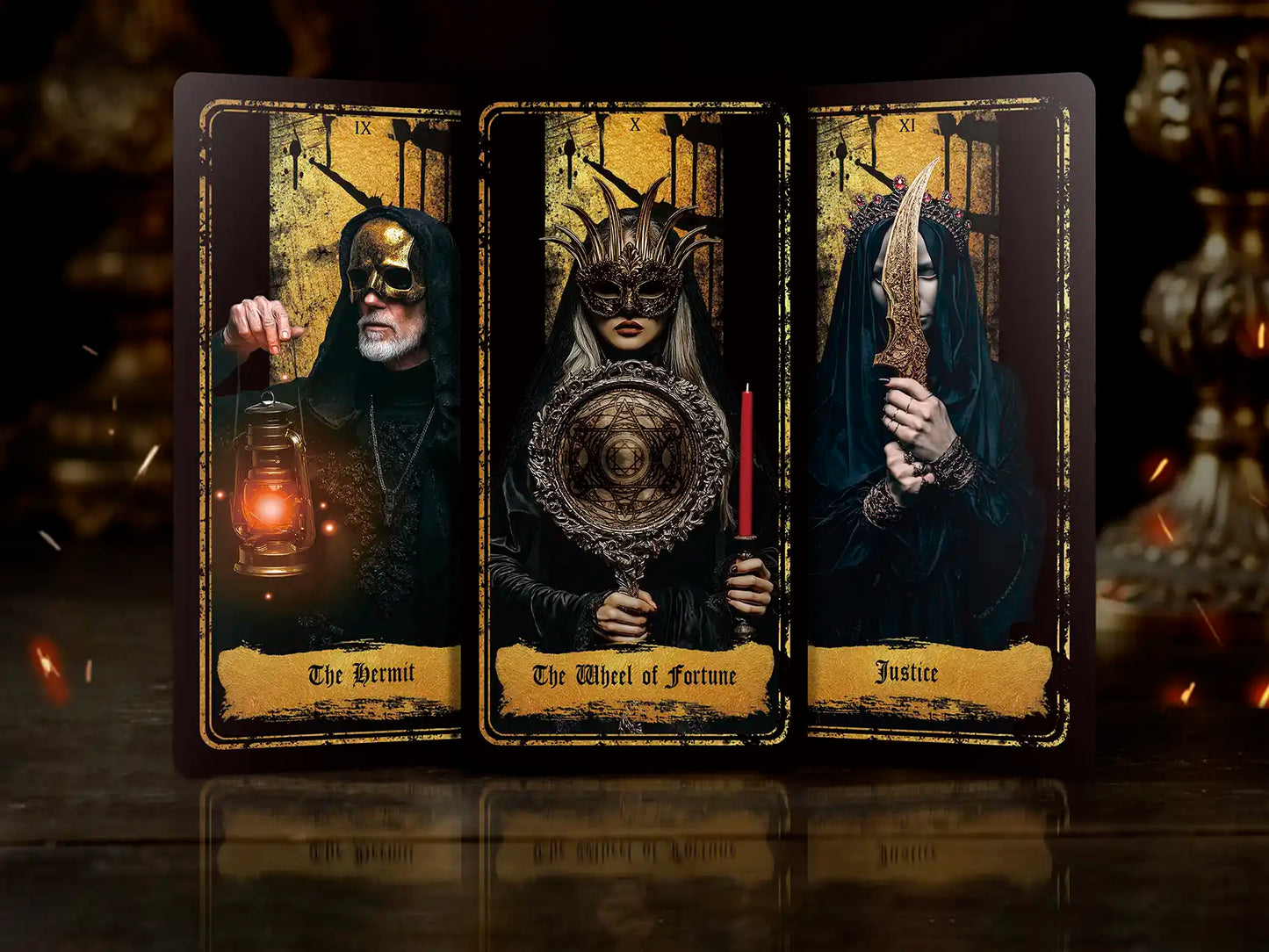 Persona Obscura (Tarot Rider–Waite, 78 Cards, Velvet & Gold Finish, Gilded Edges, Anti‑Scratch Cardstock)
