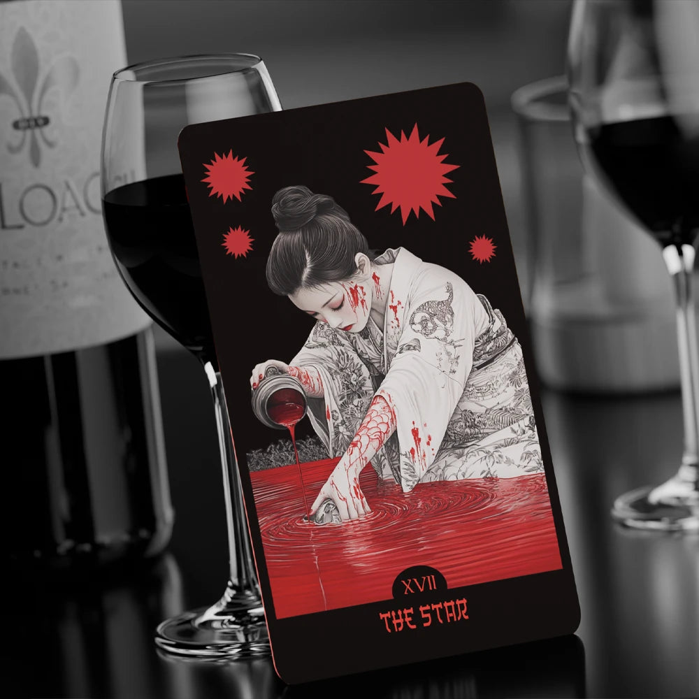 Yakuza (Tarot Rider–Waite, 81 Cards, Matte-Finish, Matte Red Edge, Anti‑Scratch Cardstock)