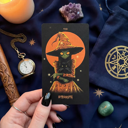 The Halloween Tarot (Tarot Rider–Waite, 78 Cards, Gloss Linen Stock, Pumpkin Gilded Edges, Orange Foil Box)