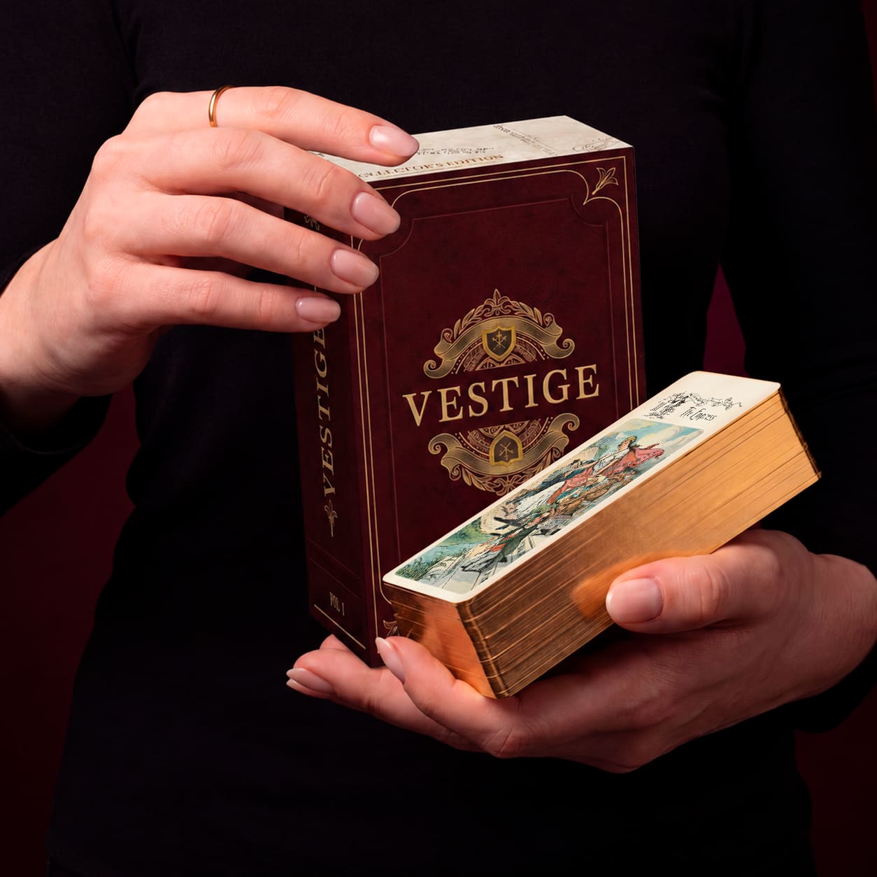 Vestige (Tarot, 78 Cards, NO AI, 350gsm Gloss Linen, Gold Gilded Edges)