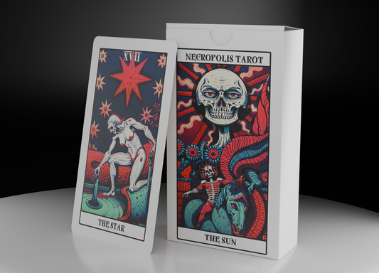 Necropolis Tarot Deck + Guidebook, Unique Rider-Waite Gothic Tarot for Collectors, Dark and Mystical, 78 Afterlife-Themed Tarot Cards, Deep Symbolism, Intuitive Cards.