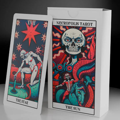 Necropolis Tarot – A Gothic Surrealist Tarot Deck (78 Cards, Matte Finish, Guidebook)