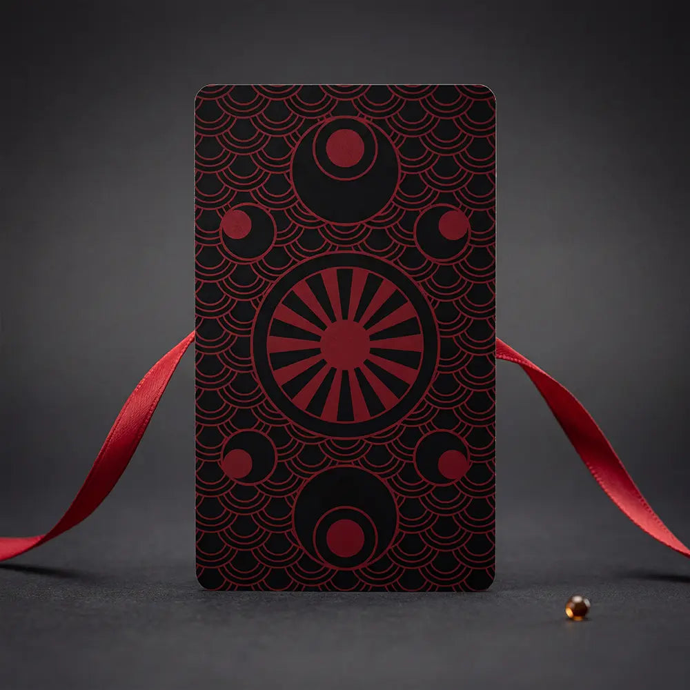 Yakuza Tarot Card Back Design – Crimson Pattern, Minimalist Luxury Look