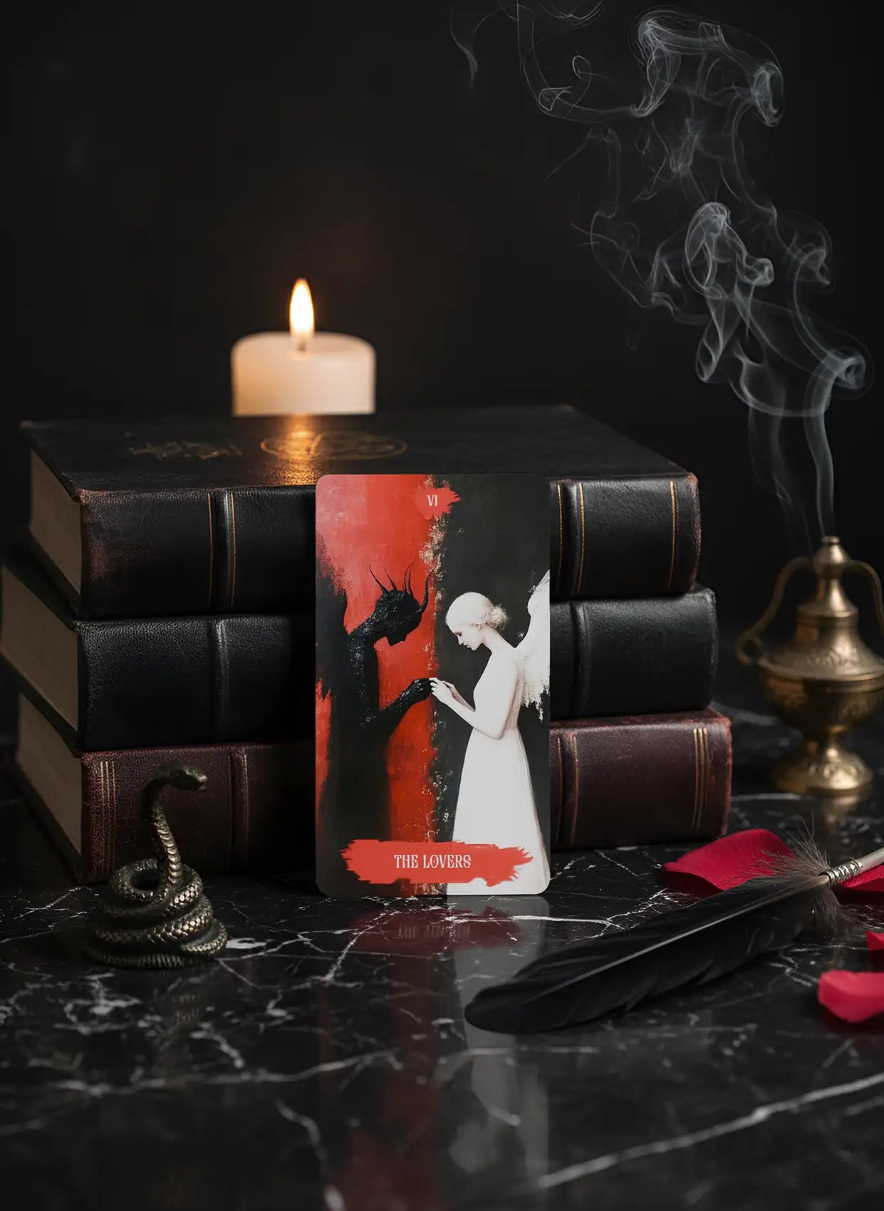 Arcana Obscura (Tarot Rider–Waite, 81 Cards, Red Metallic Foil, Red Laser EDGE, Linen Finish)
