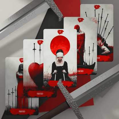 Arcana Obscura (Tarot Rider–Waite, 81 Cards, 350gsm Linen Stock, Red Laser Gilded Edges ) - ManeoShop