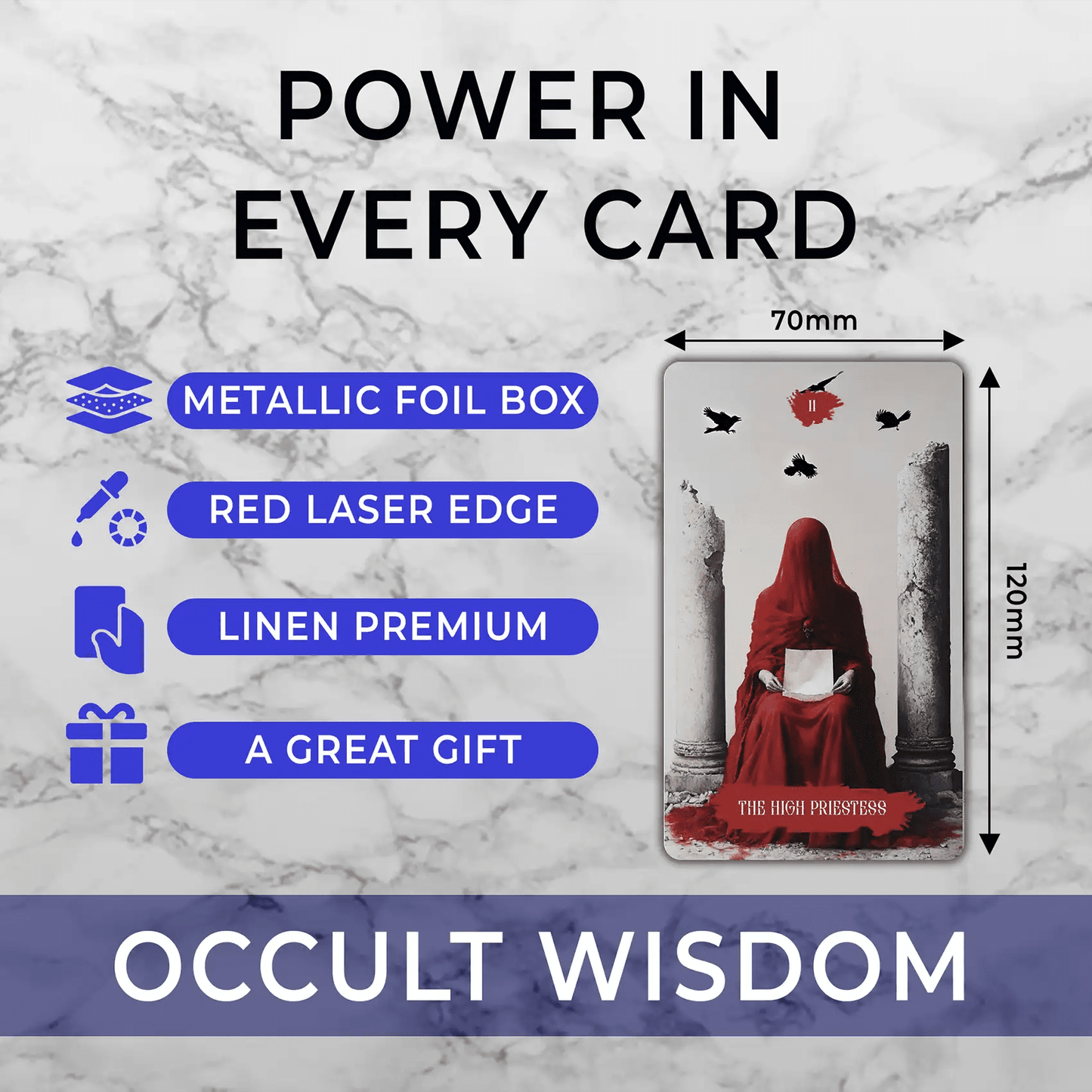 Arcana Obscura (Tarot Rider–Waite, 81 Cards, 350gsm Linen Stock, Red Laser Gilded Edges ) - ManeoShop