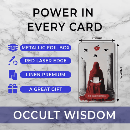 Arcana Obscura (Tarot Rider–Waite, 81 Cards, 350gsm Linen Stock, Red Laser Gilded Edges ) - ManeoShop