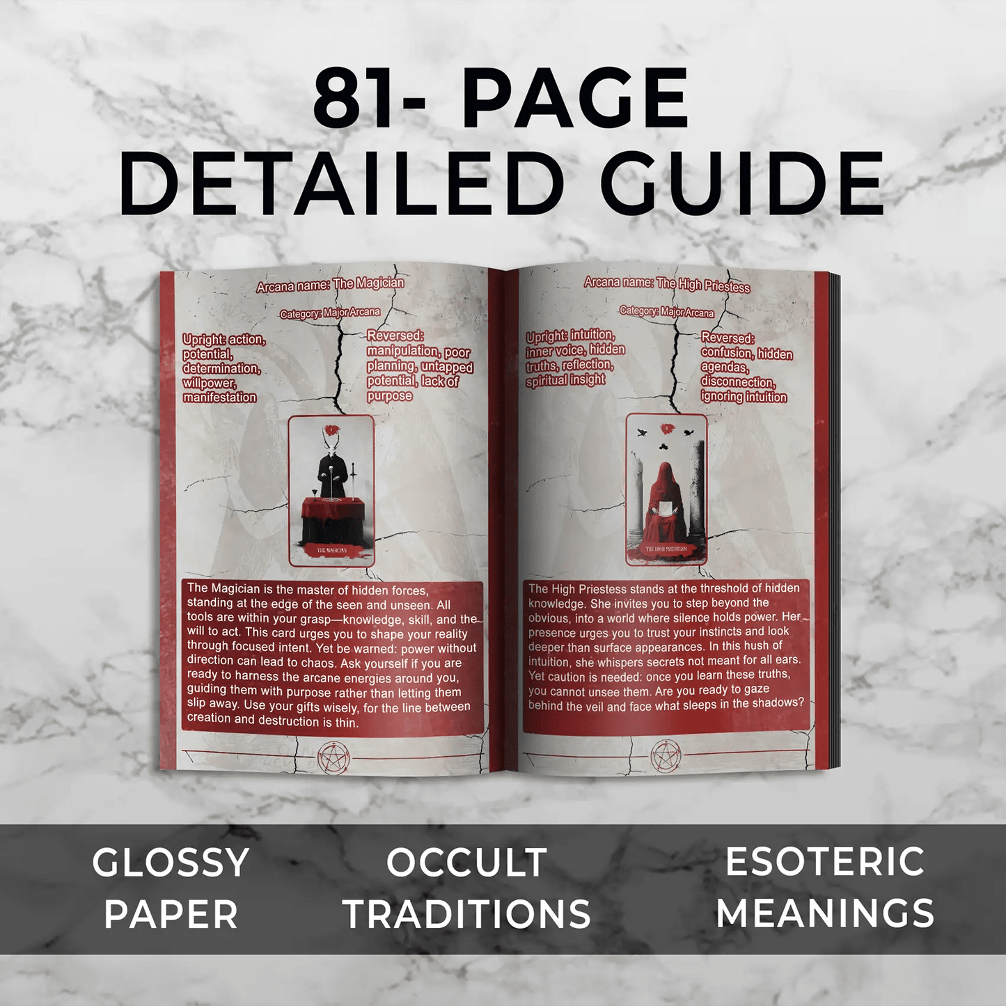 Arcana Obscura (Tarot Rider–Waite, 81 Cards, 350gsm Linen Stock, Red Laser Gilded Edges ) - ManeoShop