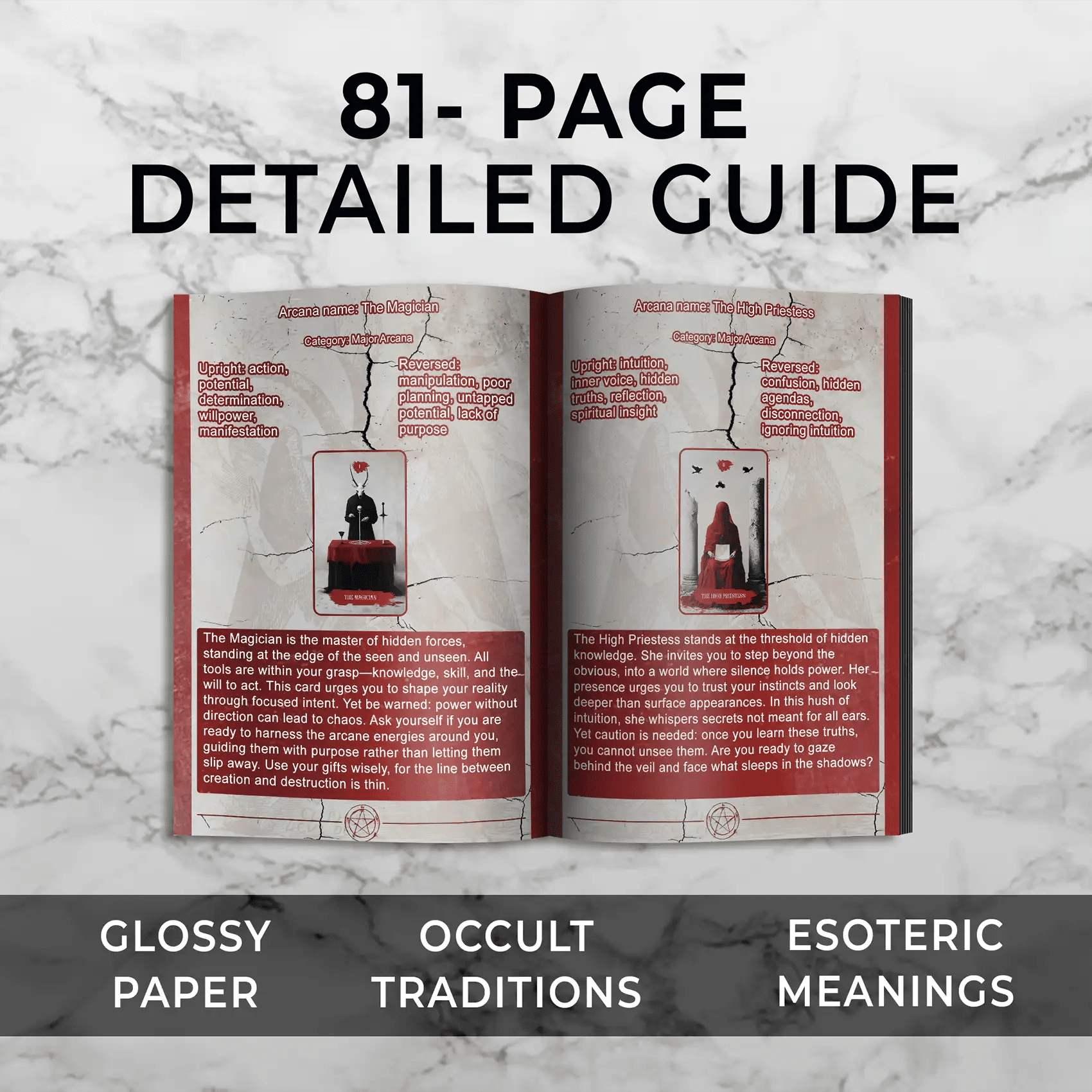 Arcana Obscura (Tarot Rider–Waite, 81 Cards, 350gsm Linen Stock, Red Laser Gilded Edges ) - ManeoShop