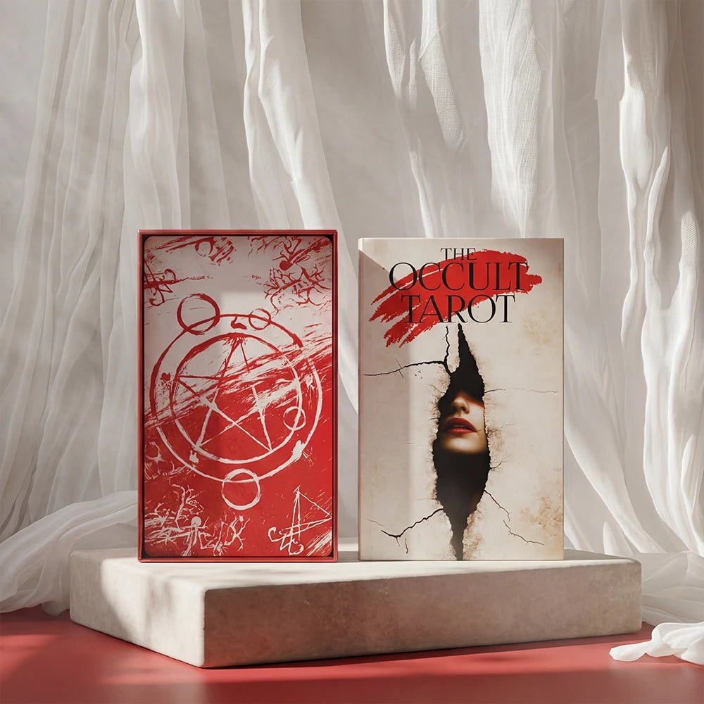 Arcana Obscura (Tarot Rider–Waite, 81 Cards, 350gsm Linen Stock, Red Laser Gilded Edges ) - ManeoShop
