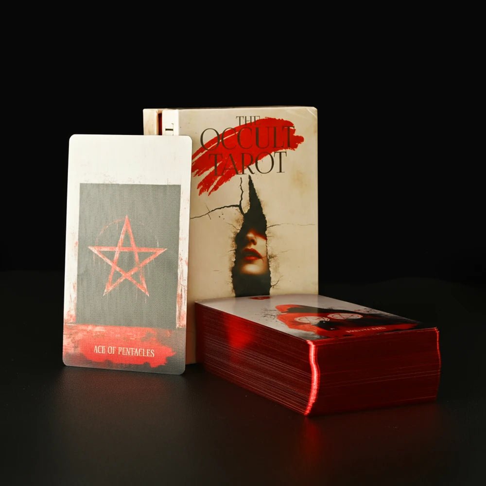 Arcana Obscura (Tarot Rider–Waite, 81 Cards, 350gsm Linen Stock, Red Laser Gilded Edges ) - ManeoShop