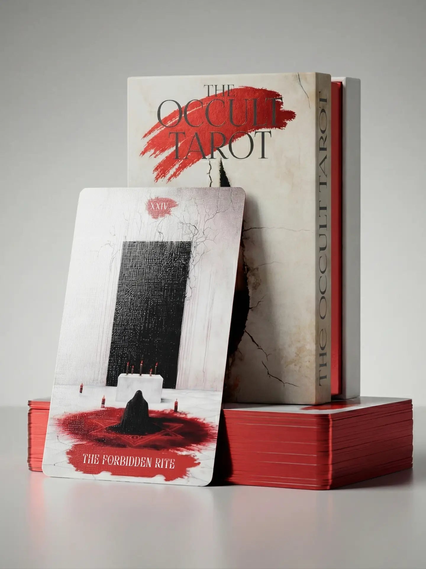 Arcana Obscura (Tarot Rider–Waite, 81 Cards, 350gsm Linen Stock, Red Laser Gilded Edges ) - ManeoShop
