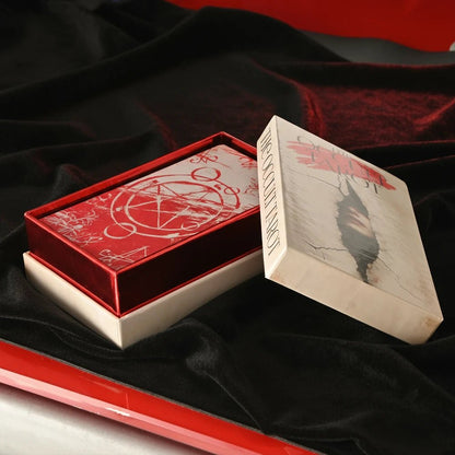 Arcana Obscura (Tarot Rider–Waite, 81 Cards, 350gsm Linen Stock, Red Laser Gilded Edges ) - ManeoShop