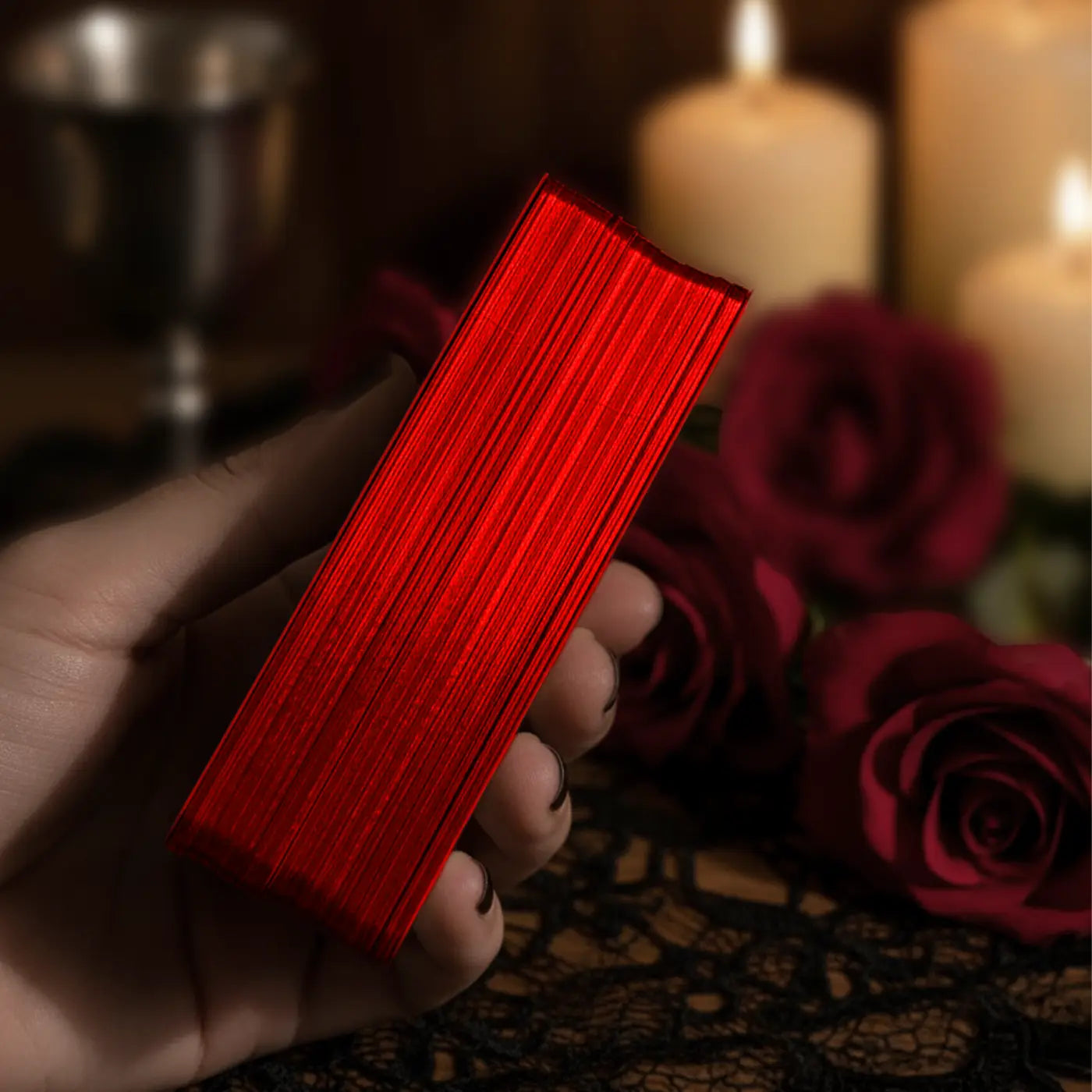 Arcana Obscura (Tarot Rider–Waite, 81 Cards, Red Metallic Foil, Red Laser EDGE, Linen Finish)