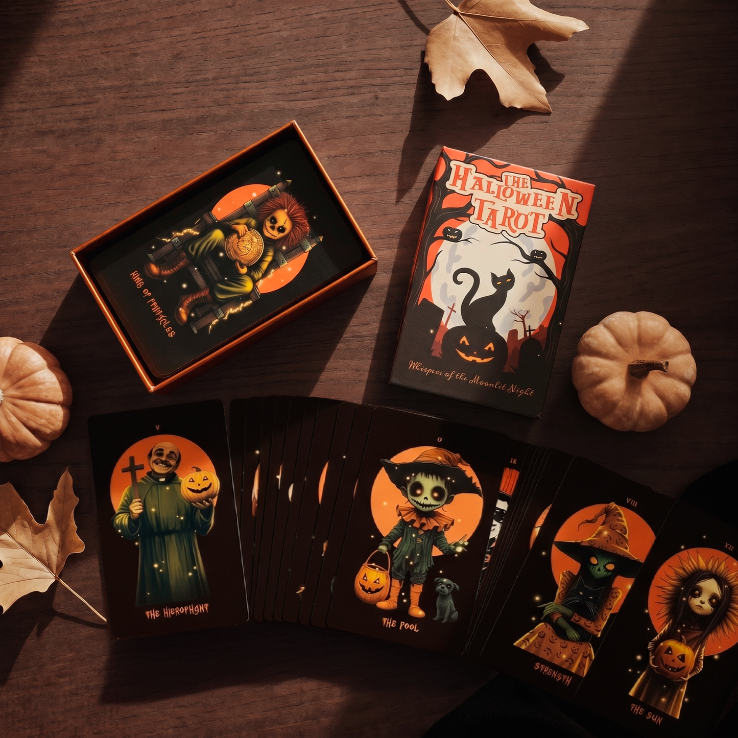 The Halloween Tarot (Tarot Rider–Waite, 81 Cards, Gloss Linen Stock, Pumpkin Gilded Edges, Orange Foil Box)