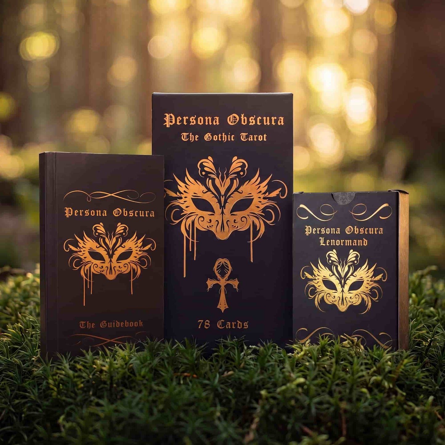 Persona Obscura (Tarot Rider–Waite, 78 Cards, 400gsm, Gilded Edges, Printed Guidebook)