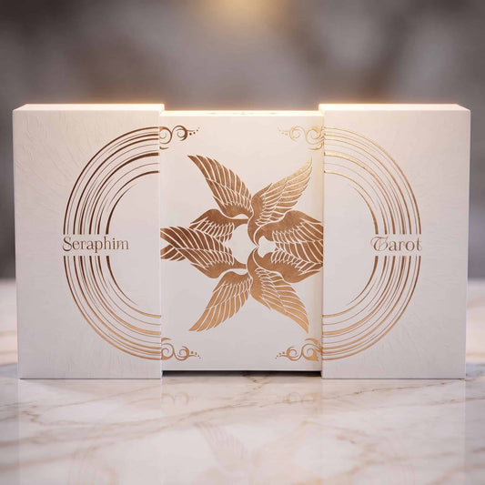 Seraphim Tarot (Tarot Rider–Waite, 78 Cards, 350gsm Linen, Silver Gilded Edges, Printed Guidebook)