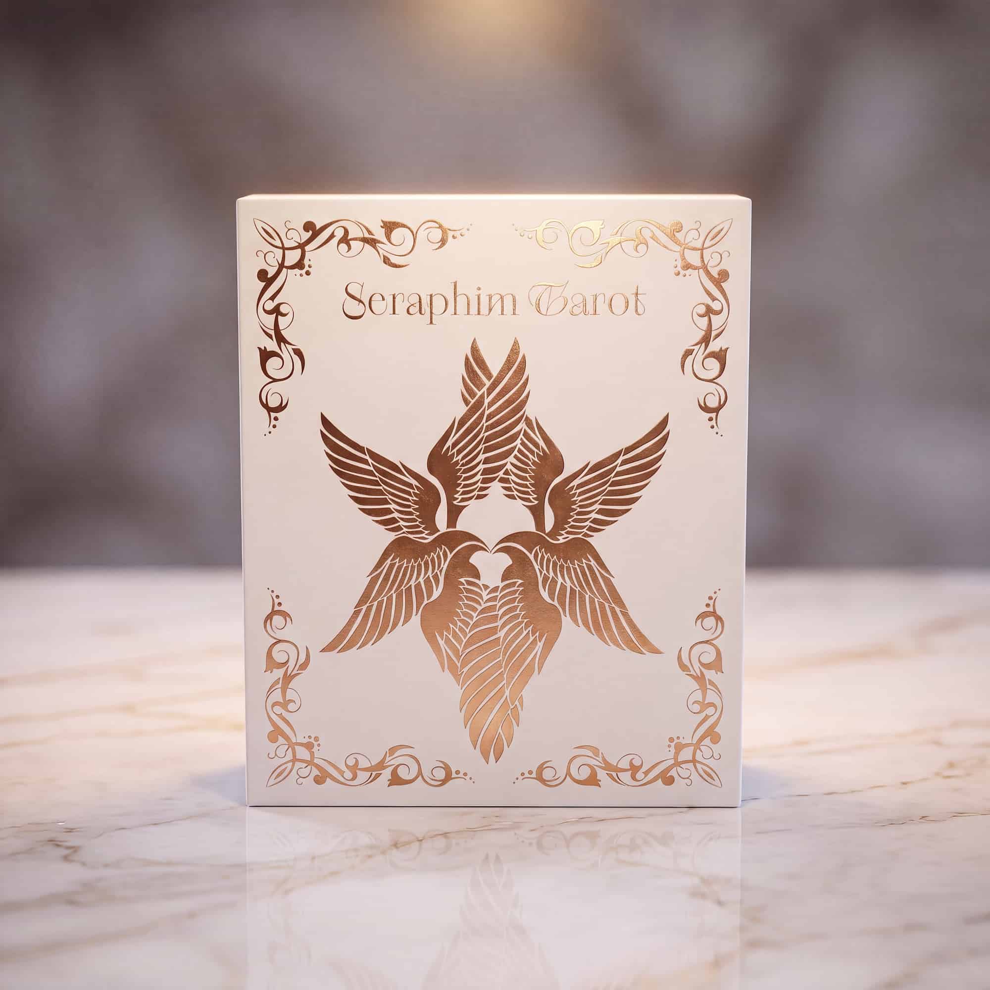 Seraphim Tarot (Tarot Rider–Waite, 78 Cards, 350gsm Linen, Silver Gilded Edges, Printed Guidebook)