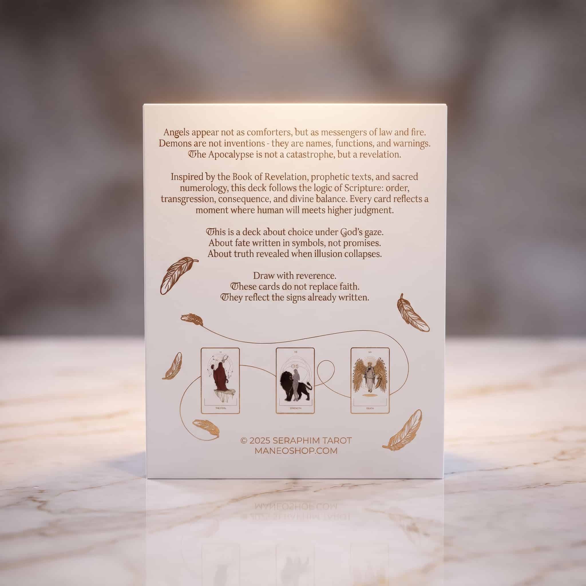 Seraphim Tarot (Tarot Rider–Waite, 78 Cards, 350gsm Linen, Silver Gilded Edges, Printed Guidebook)