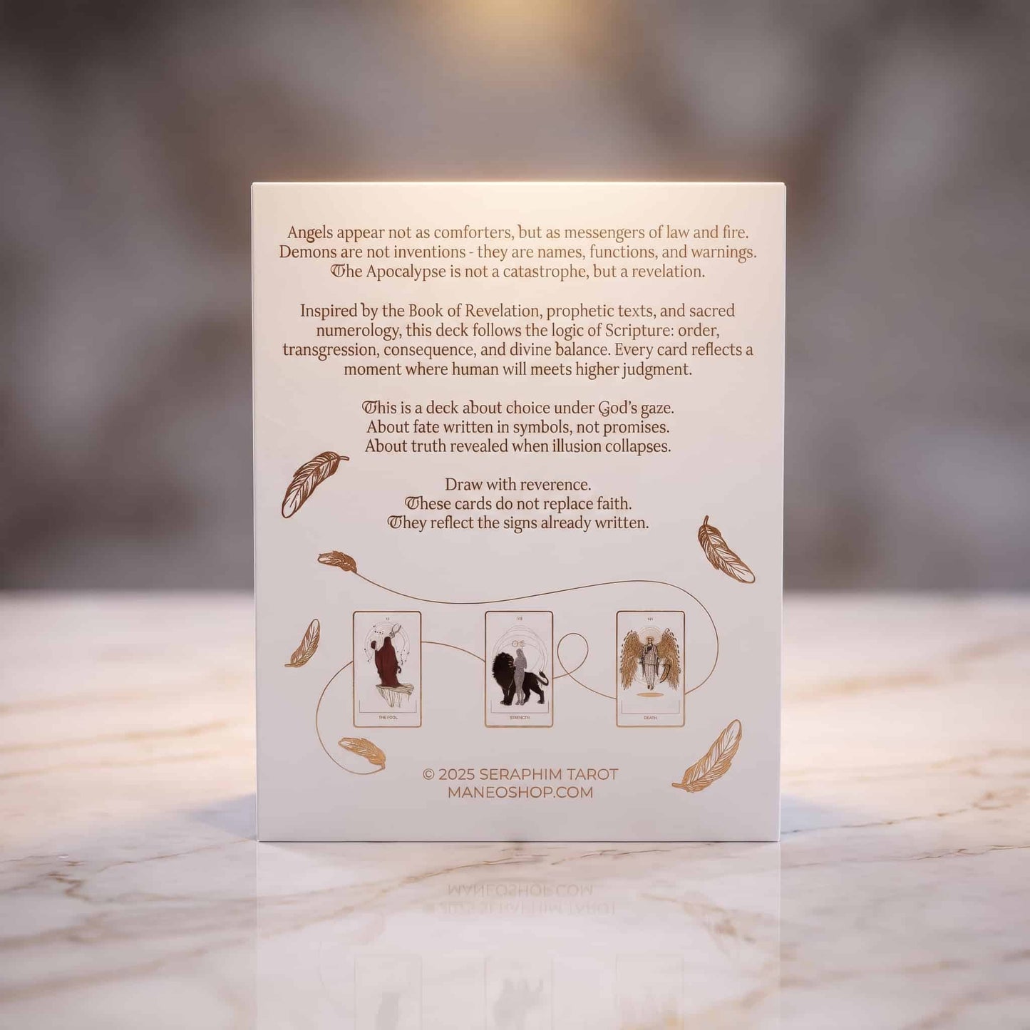 Seraphim Tarot (Tarot Rider–Waite, 78 Cards, 350gsm Linen, Silver Gilded Edges, Printed Guidebook)