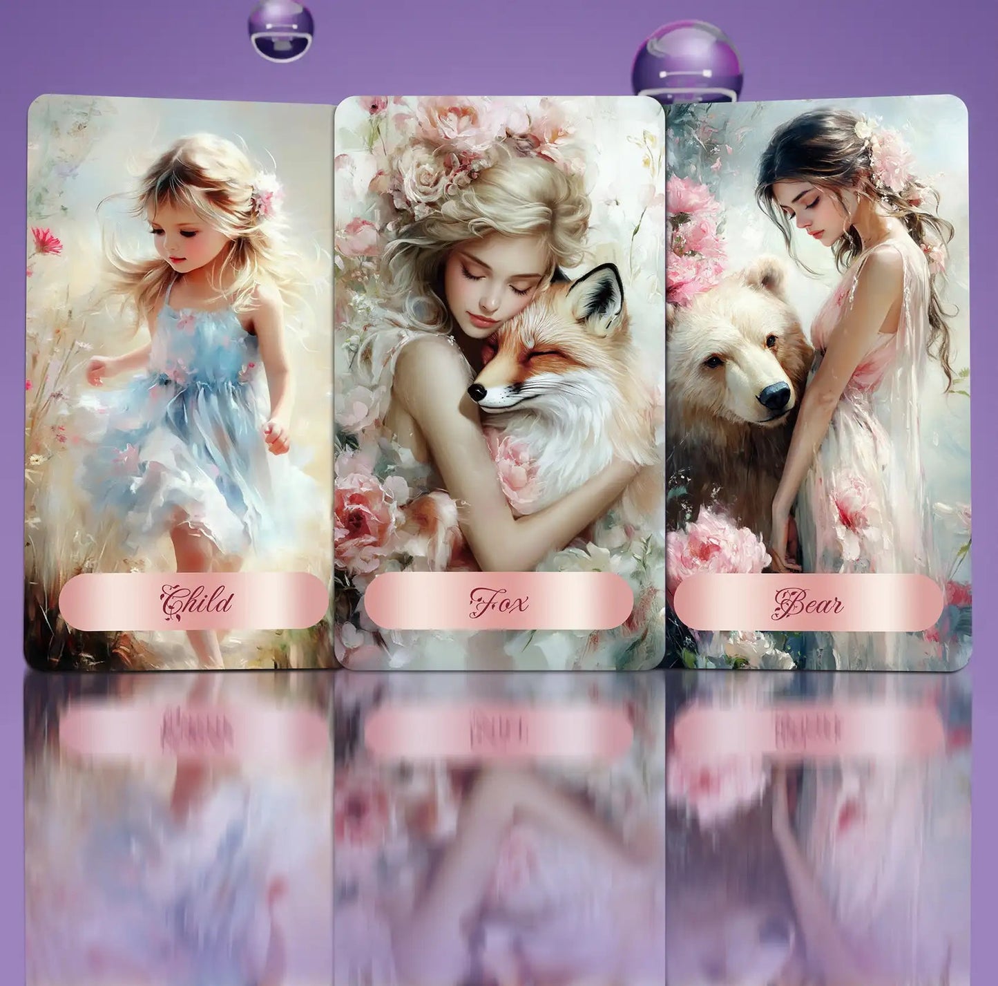 La Petite Braise Lenormand cards Child Fox Bear soft pastel romantic oracle deck illustrations