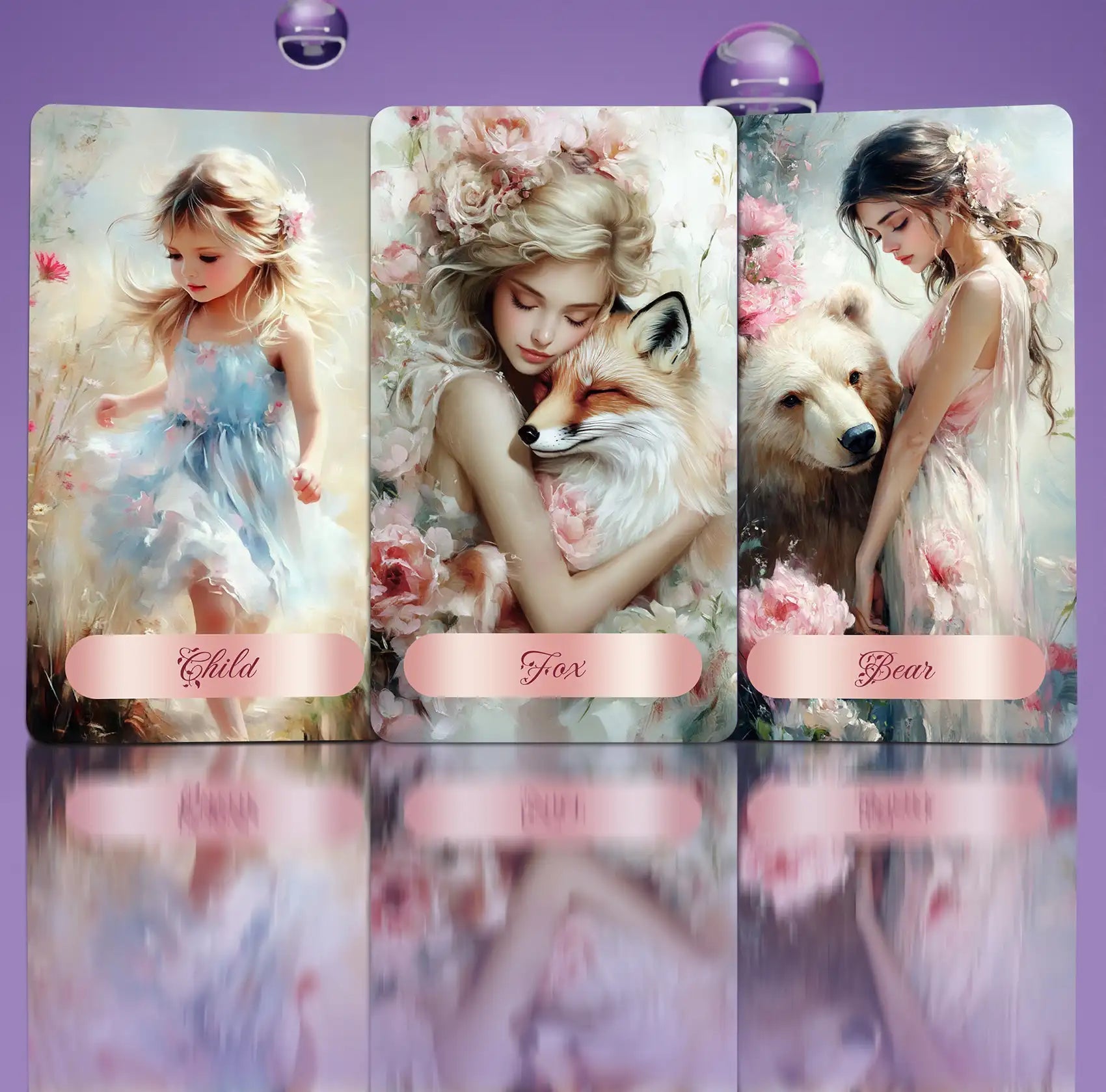 La Petite Braise Lenormand cards Child Fox Bear soft pastel romantic oracle deck illustrations