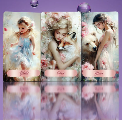 La Petite Braise Lenormand cards Child Fox Bear soft pastel romantic oracle deck illustrations
