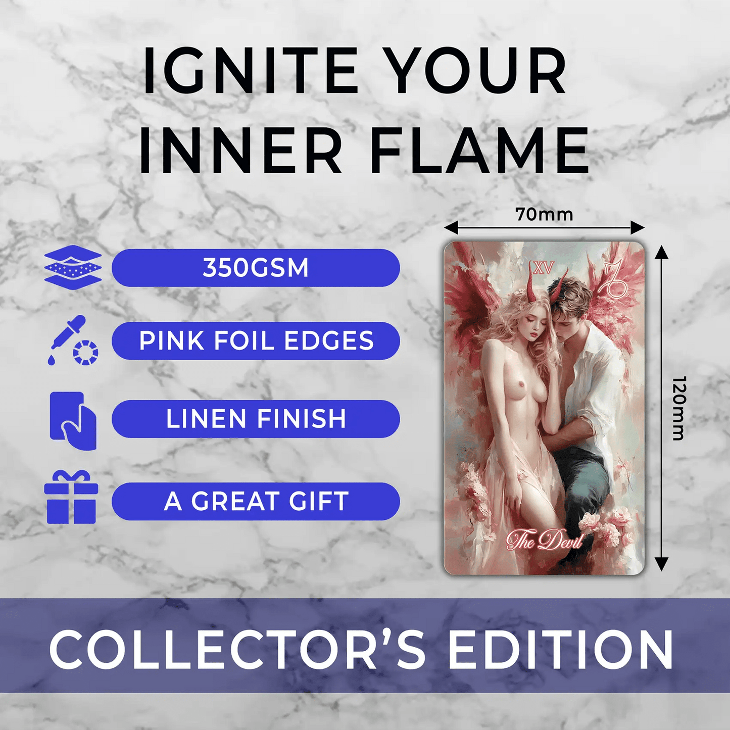 La Petite Flamme (Tarot - Manara, 81 Cards, 350gsm Linen, Pink Gilded Edges, Collector’s Box, Guidebook) - ManeoShop