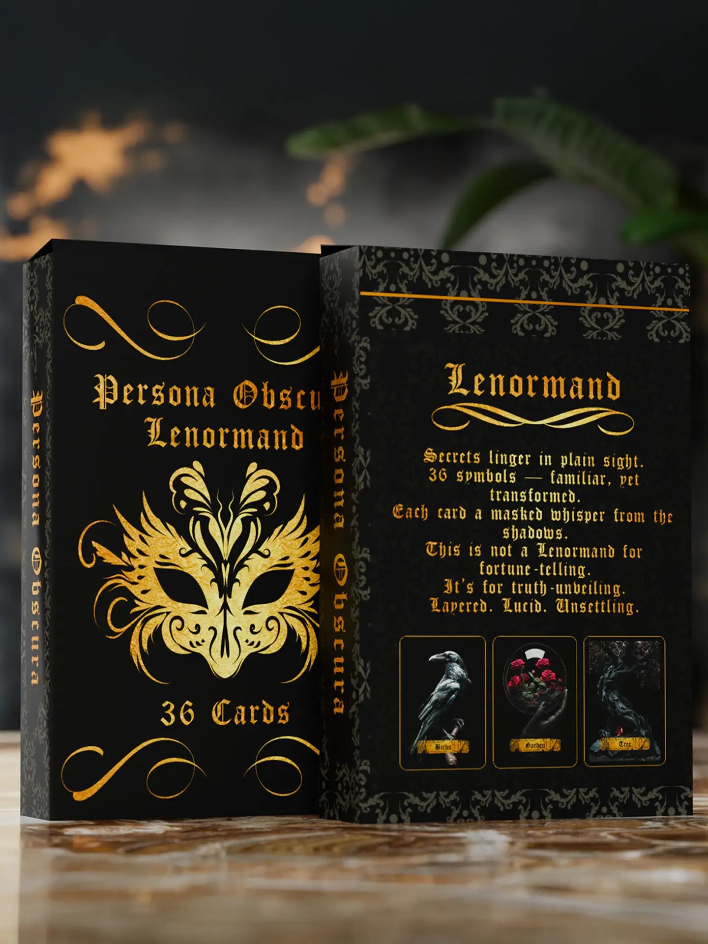 front and back of lenormand persona obscura box 