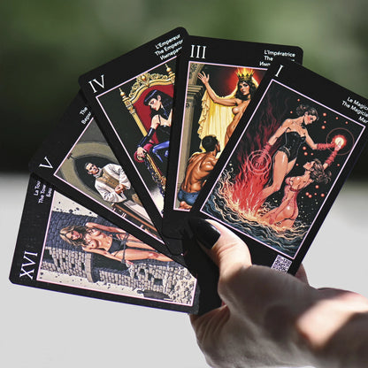 Les Fantaisie d’Amour (Tarot - Manara, 78 cards, Gold Metallic Foil, Black EDGE, Linen Finish) - ManeoShop