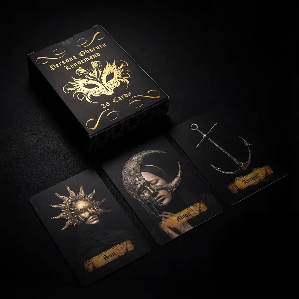 Persona Obscura (36 Cards, Lenormand System, 350gsm Linen, Matte Box, Poker Size, Digital Guidebook) - ManeoShop