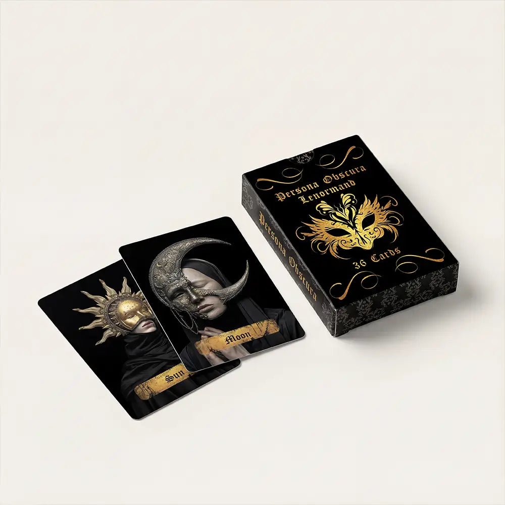 Persona Obscura (36 Cards, Lenormand System, 350gsm Linen, Matte Box, Poker Size, Digital Guidebook) - ManeoShop