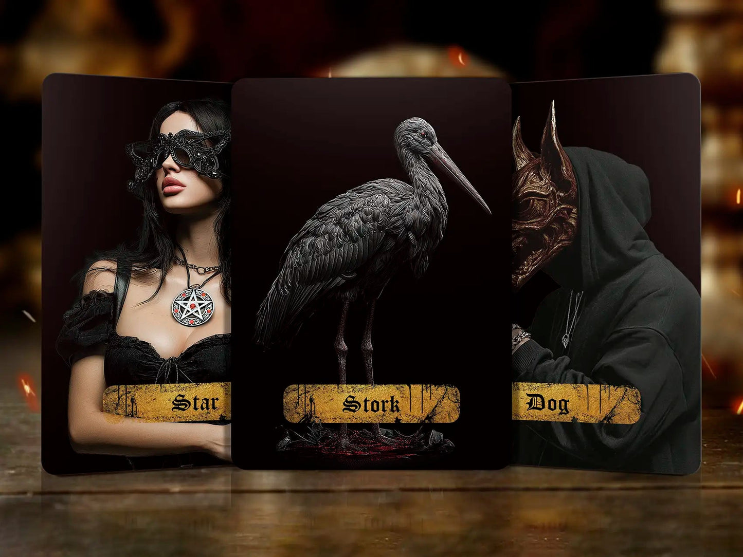Persona Obscura Lenormand Star Stork Dog cards dark gothic oracle deck mystical symbols and figures