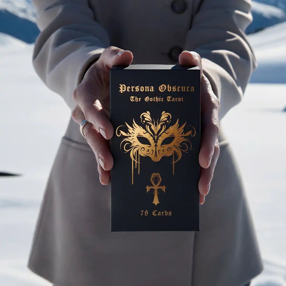 Persona Obscura Tarot Deck gothic tarot box held in hands luxury deck 78 cards gilded edges guidebook