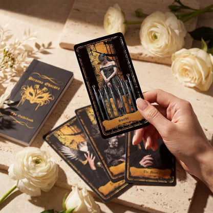Persona Obscura (Tarot Rider–Waite, 78 Cards, 400gsm Anti - Scratch, Gilded Edges, Printed Guidebook) - ManeoShop