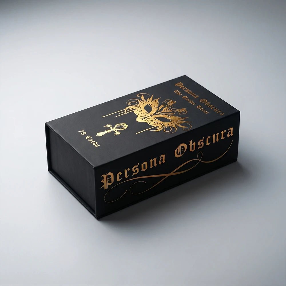 Persona Obscura (Tarot Rider–Waite, 78 Cards, 400gsm Anti - Scratch, Gold Gilded Edges, Printed Guidebook) - ManeoShop