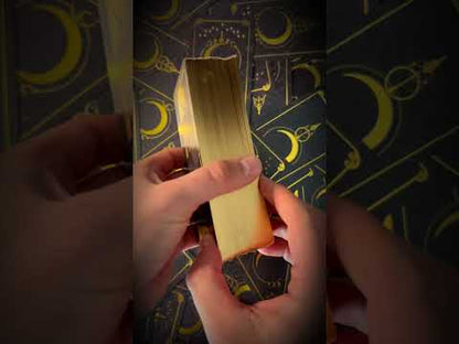 Video: hands shuffling Persona Obscura Tarot deck, gold gilded edges, premium thick cardstock